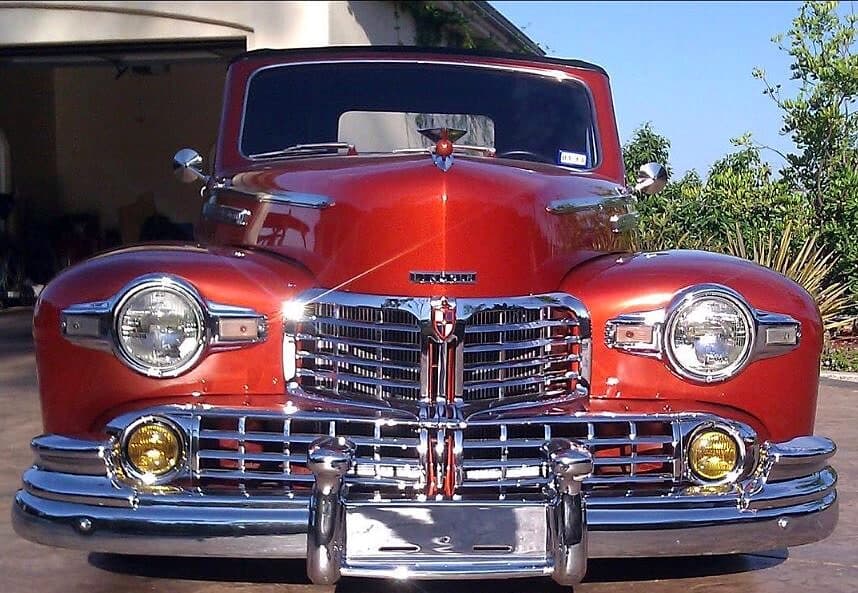 Classic Lincoln with restored chrome grille and bumper