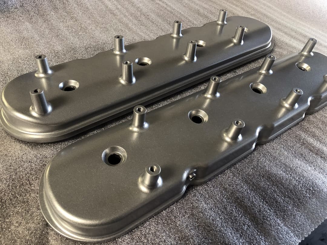 Valve covers powder coated grey