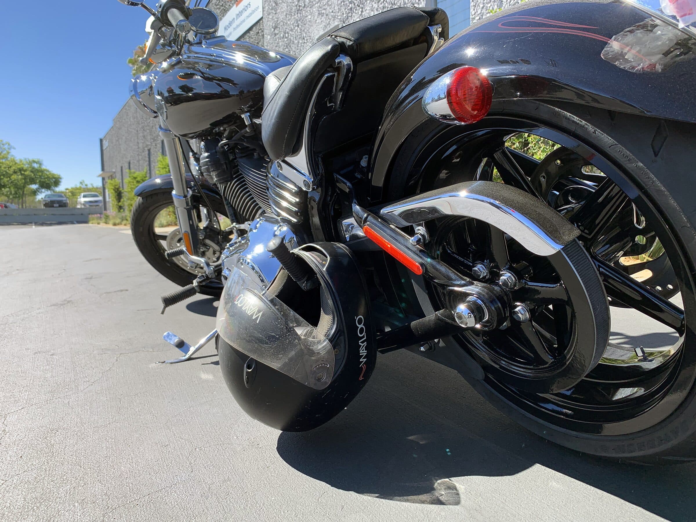 Motorcycle with polished and chrome parts
